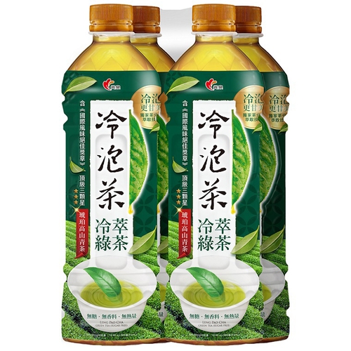 光泉 冷泡茶-冷萃綠茶(無糖)(585mlx4瓶/組)