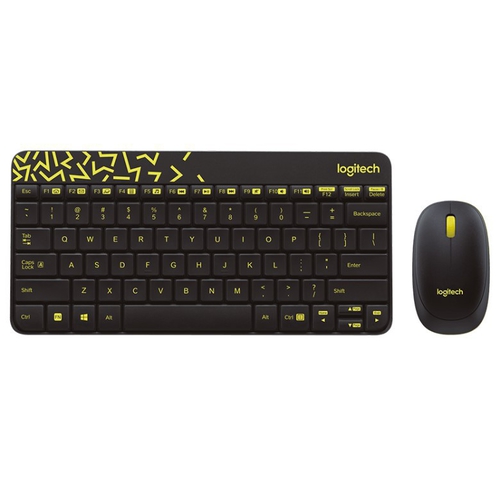 Logitech 羅技 MK240 Nano 無線鍵盤滑鼠組(黑/黃)